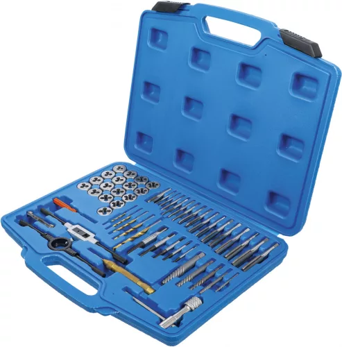 BGS technic Menetfúró és menetmetsző készlet "coll" méretekkel 1/4"-1/2"  56 darabos (BGS 70105)