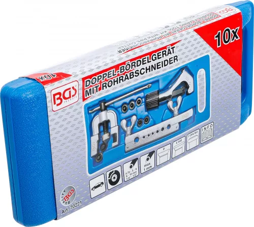 BGS technic 10 részes Fékcsőperemező készlet csővágóval (BGS 70221)