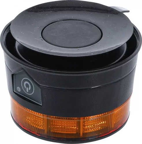 BGS technic Akkus forgó jelzőfény| sárga | mágnessel | 12 V / 24 V | Ø 130 mm (70343)