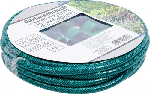 BGS DIY Kerti tömlő | PVC | kerti permetezővel és csatlakozó dugóval | 1/2" | 15 m (BGS 70906)