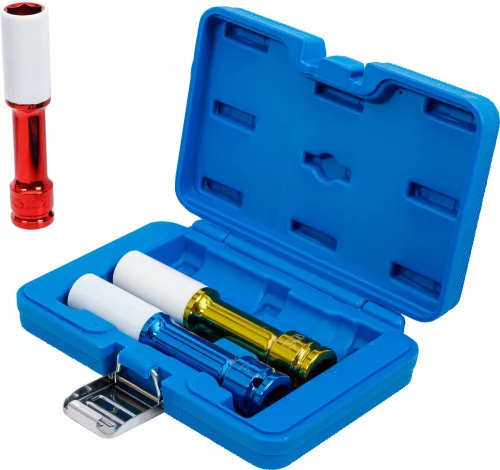 BGS technic Extra hosszú gépi kerékcsavar dugókulcs készlet alufelnihez, 1/2”, 17–21 mm, 150 mm, 3 részes (BGS 7100)