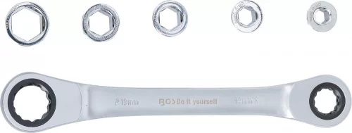 BGS DIY Racsnis csillagkulcs adapterkészlettel, 8–19 mm, 72 fogas, 6 részes (BGS 71016)