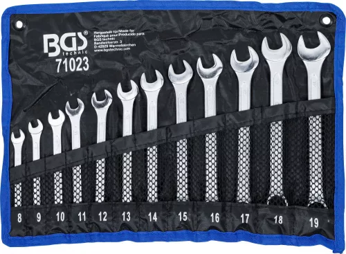 BGS technic Csillag-villáskulcs készlet, 8–19 mm, 12 részes, feltekerhető tartóban (BGS 71023)