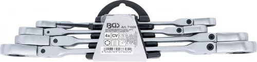 BGS technic Dupla racsnis csillagkulcs-készlet | hajlítható | E-profilú fejekkel | Kulcsnyílás: E6 - E24 | 4 darabos (BGS 71028)