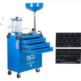   BGS technic Mobil olajcsere állomás 70 l, olajszűrőkulcs-készlettel és 3 fiókos műhelykocsival (BGS 7119)