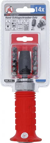 BGS DIY Kézi ütvecsavarozó készlet 1/2”, 12 db bittel és kézvédős markolattal (BGS 712)