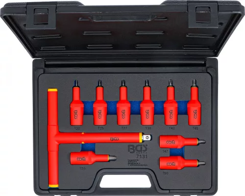 BGS technic VDE-behajtófej készlet | 12,5 mm (1/2") | T-profil (Torx) T20 - T55 | 10 darabos (BGS 7131)