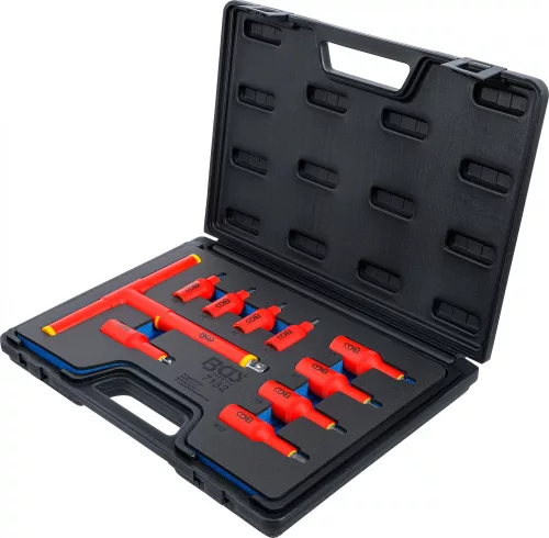 BGS technic VDE-behajtófej készlet | 10 mm (3/8") / 12,5 mm (1/2") | belső hat szögletű hajtás 4 - 10 mm | 10 darabos (BGS 7132)