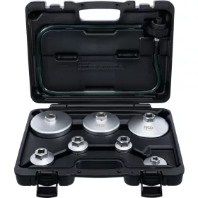   BGS technic Olajszűrőkulcs készlet leeresztő tömlővel, VAG, BMW, Citroën, Peugeot, Ford, Mercedes-Benz, Opel, Volvo, 8 darabos (BGS 72054)