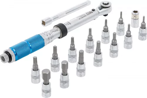 BGS technic Nyomatékkulcs-készlet, 1/4", 3 - 24 Nm, 16 darabos (72088)