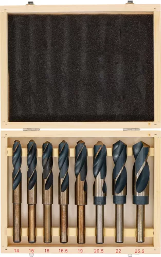 BGS technic HSS fúrószár készlet 14–25,5 mm, 8 részes, fa dobozban (BGS 72131)