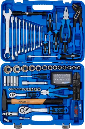 BGS technic Dugókulcs- és kéziszerszám készlet 1/4”–1/2”, 90 fogas finom racsnikkal, 117 részes (BGS 7275)