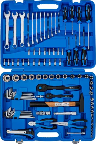 BGS technic Szerelő szervíz szerszámkoffer 1/4” és 1/2” racsnival, 4–32 mm dugókulcsokkal, 95 részes (BGS 7276)