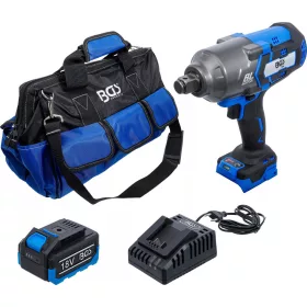   BGS technic Akkus ütvecsavarozó készlet szénkefementes motorral, 3/4”, 18 V, 1200 Nm, 4,0 Ah akkumulátorral (7391)