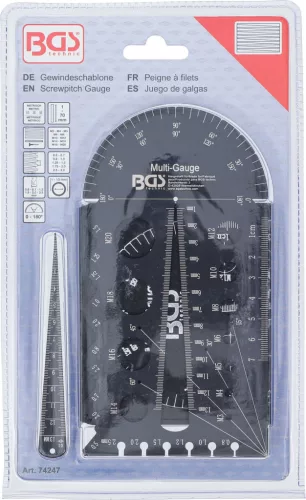 BGS technic Csavar- és menetsablon | metrikus | M3 - M20, 0,5 - 13,00 mm (74247)