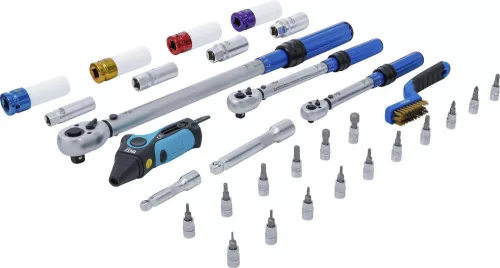 BGS technic Nyomatékkulcs készlet 1/4”, 3/8” és 1/2” meghajtással, 5–220 Nm, 31 részes (74305)