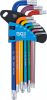 BGS technic Derékszögű kulcs készlet | több színű | T-profil (Torx) furattal és gömbfejjel T10 - T50 | 9 darabos (74464)