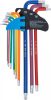 BGS technic Derékszögű kulcs készlet | több színű | extra hosszú | T-profil (Torx) furattal és gömbfejjel T10 - T50 | 9 darabos (74465)