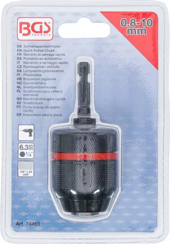 BGS technic Gyorstokmány | fém kivétel | Külső hatszögletű behajtófej 6,3 mm (1/4") x 20 UNF | 0,8 - 10 mm (74469)