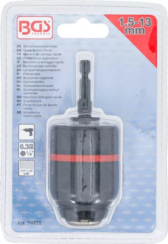 BGS technic Gyorstokmány | fém kivétel | Külső hatszögletű behajtófej 6,3 mm (1/4") x 20 UNF | 1,5 - 13 mm (74470)
