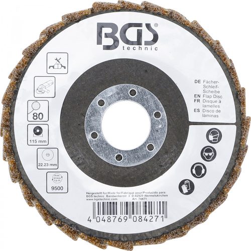 BGS technic Legyező alakú csiszolótárcsa | Flíz | Ø 115 mm | 80-as szemcsefinomság (BGS 74471)