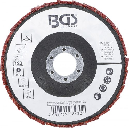 BGS technic Legyező alakú csiszolótárcsa | Flíz | Ø 125 mm | 120-as szemcsefinomság (BGS 74474)
