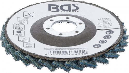 BGS technic Legyező alakú csiszolótárcsa | Flíz | Ø 115 mm | 240-as szemcsefinomság (BGS 74475)