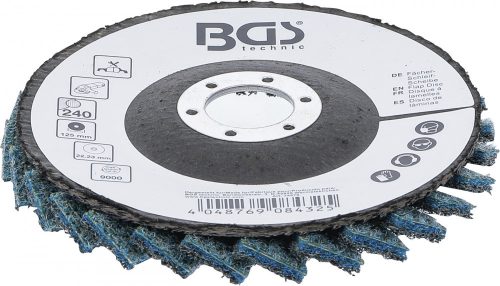 BGS technic Legyező alakú csiszolótárcsa | Flíz | Ø 125 mm | 240-as szemcsefinomság (BGS 74476)