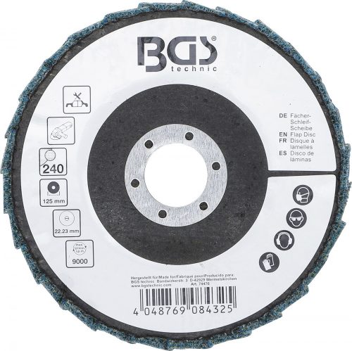 BGS technic Legyező alakú csiszolótárcsa | Flíz | Ø 125 mm | 240-as szemcsefinomság (BGS 74476)