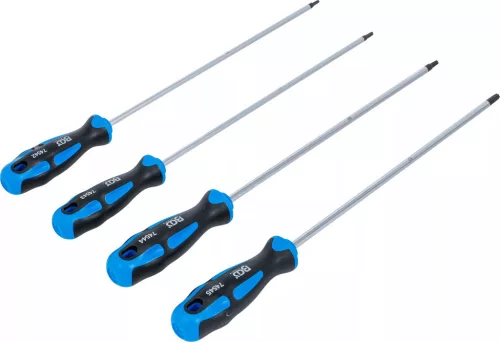 BGS technic Csavarhúzó készlet | extra hosszú | T-profil (Torx) | T15 - T30 | 4 darabos (74541)