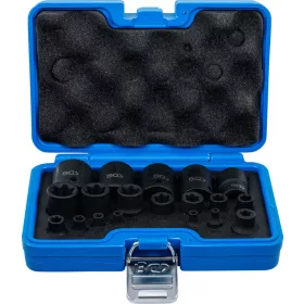   BGS technic Levegős dugókulcskészlet | E-profil Plus | 6,3 mm (1/4") / 10 mm (3/8") / 12,5 mm (1/2") | EP4 - E32 | 19 darabos (74554)
