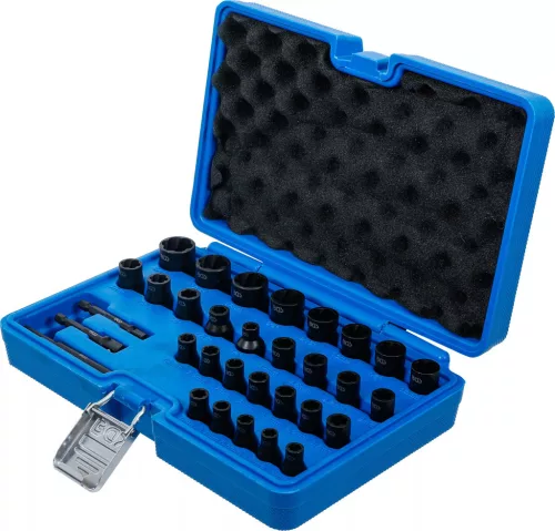 BGS technic Spirálbites dugókulcskészlet /csavarkiszedő | 6,3 mm (1/4") / 10 mm (3/8") | Metrikus és coll méretek | 32 darabos (74560)