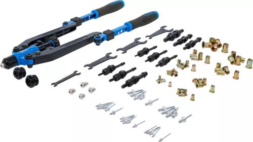 BGS technic Popszegecs- és szegecsanya húzó fogó készlet, Ø3,2–6,4 mm / M4–M12, hosszú karos (BGS 74579)