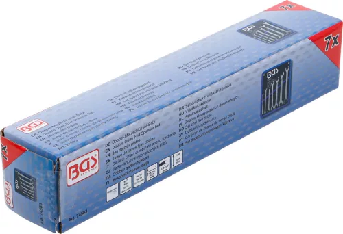 BGS technic Villáskulcs készlet racsnis funkcióval, extra lapos, 6–19 mm, 7 részes, CrMo, tartótokban (BGS 74583)