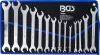 BGS technic Villáskulcs készlet speciális mechanikai racsnis pofával, extra lapos, 6–24 mm és colos 1/4”–3/4”, 14 részes (BGS 74584)