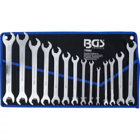   BGS technic Villáskulcs készlet speciális mechanikai racsnis pofával, extra lapos, 6–24 mm és colos 1/4”–3/4”, 14 részes (BGS 74584)