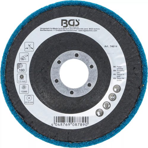 BGS technic Polírozókorong | alumíniumoxid | Ø 115 mm | 180-as szemcsefinomság (74614)