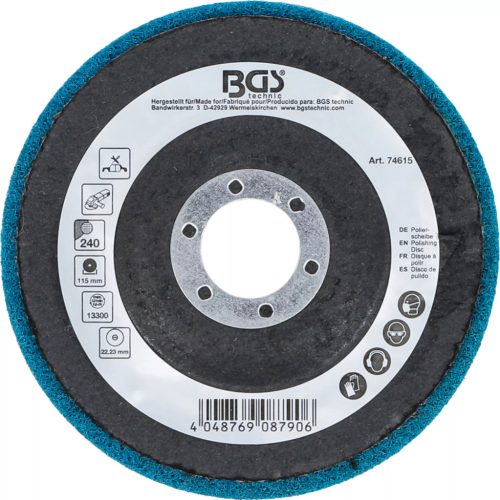 BGS technic Polírozókorong | alumíniumoxid | Ø 115 mm | 240-as szemcsefinomság (74615)