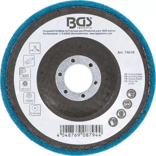 BGS technic Polírozókorong | alumíniumoxid | Ø 125 mm | 320-as szemcsefinomság (74619)
