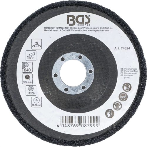 BGS technic Polírozókorong | karborundum | Ø 125 mm | 240-as szemcsefinomság (74624)