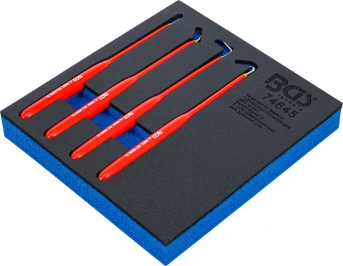 BGS technic Szigetelt kampó- és szúróhegy készlet 180 mm, DIN EN/IEC 60900, 4 részes, műhelykocsi-betétben (BGS 74645)