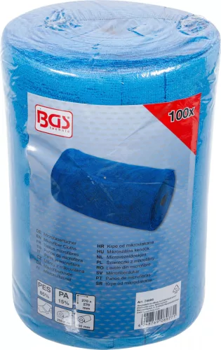 BGS technic Mikroszálas szervíz törlőkendők | 270 x 270 mm | perforált | 100 darabos (74686)