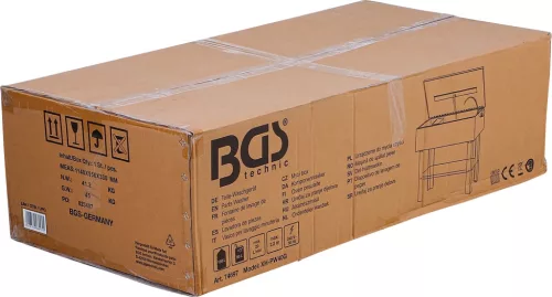 BGS technic Alkatrészmosó berendezés 150 literes tartállyal, zárt acél műhelykivitel (BGS 74697)