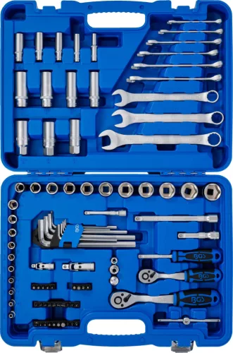 BGS technic Dugókulcs és szerszám készlet, hatszögletű | 6,3 mm (1/4")/10 mm (3/8") | 92 darabos (74701)