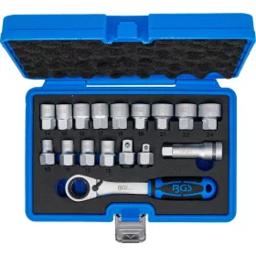   BGS technic Dugókulcs készlet átmenő racsnival, Gear Lock többprofilos fejekkel, 10–24 mm, 17 részes (BGS 74712)