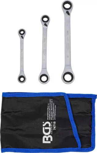 BGS technic Kétoldalas racsnis csillagkulcs készlet 8–19 mm, 72 fogas, 3 részes (BGS 74718)