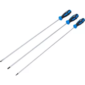   BGS technic Extra hosszú csavarhúzó készlet 450 mm-es pengével, lapos, PH2 és Torx T15, 3 részes (BGS 74738)