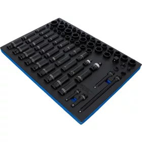  BGS technic Gépi pneumatikus dugókulcs készlet 3/8” és 1/2”, 8–32 mm, hosszú és normál fejekkel, 73 részes (BGS 74742)