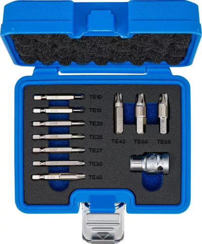 BGS technic Csavarkiszedő készlet sérült Torx / T-profilú csavarokhoz, T10–T55, 11 részes (BGS 74785)