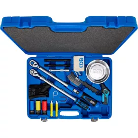   BGS technic Kerékcsere szervizkészlet 1/2”, 40–210 Nm nyomatékkulccsal és 17–21 mm felnikímélő gépi dugókulcsokkal, 18 részes (BGS 7535)
